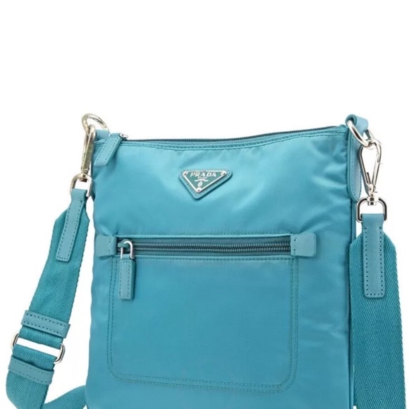 ‘Like New’ Authentic PRADA Turquoise Nylon Shoulder Crossbody Bag Purse - Picture 6 of 10